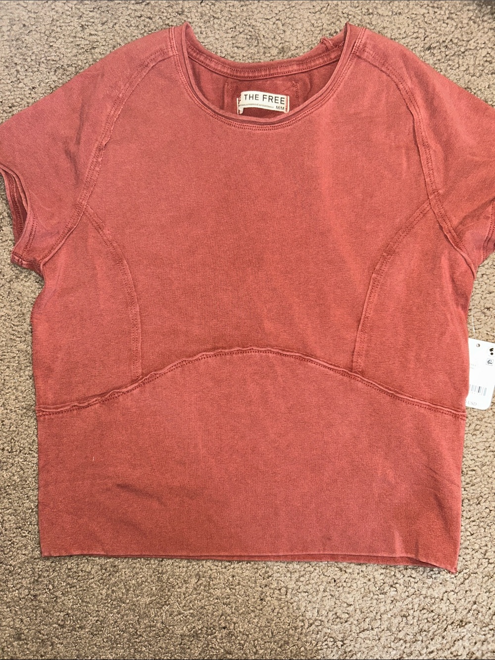 NWT! Free People We The Free Protagonist Cropped Cap Sleeve Tee Sz M & L - Picture 4 of 4